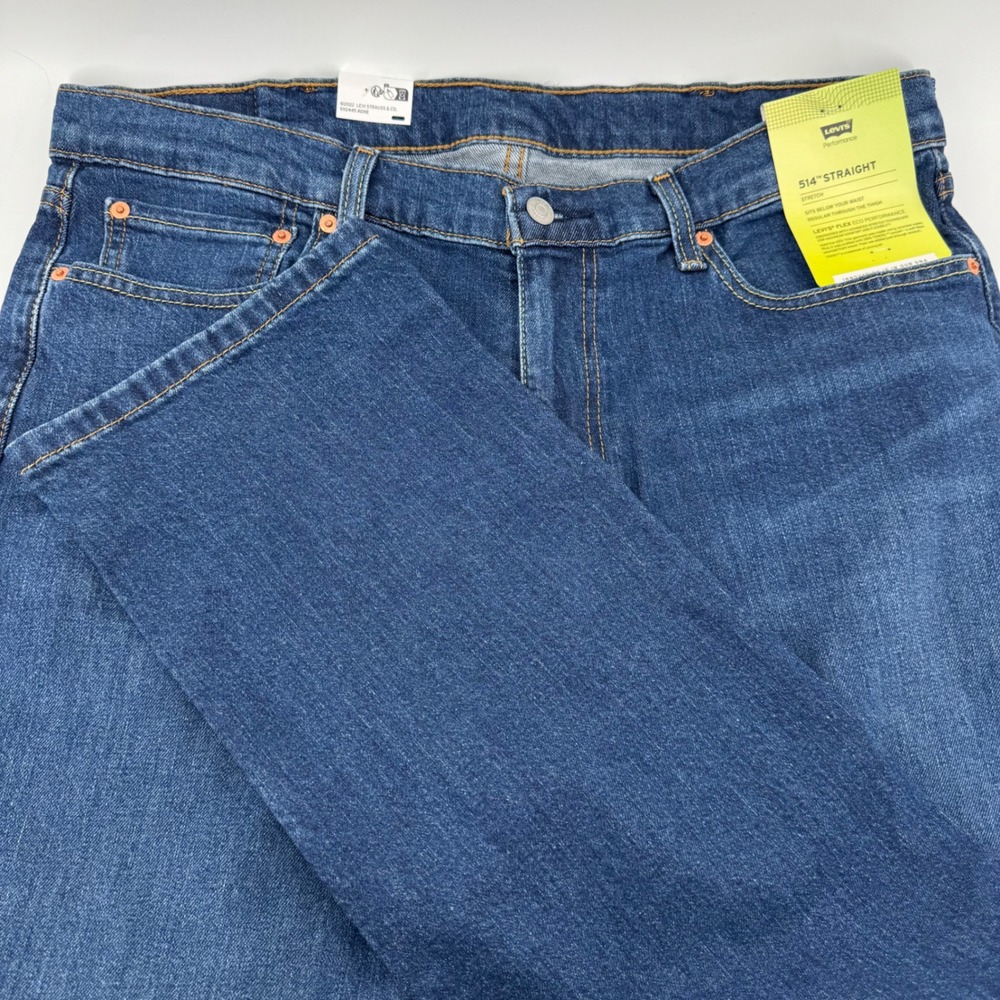 Levis 514 Straight Leg Mens Jeans 38x30 Medium Wash Performance Stretch NWT